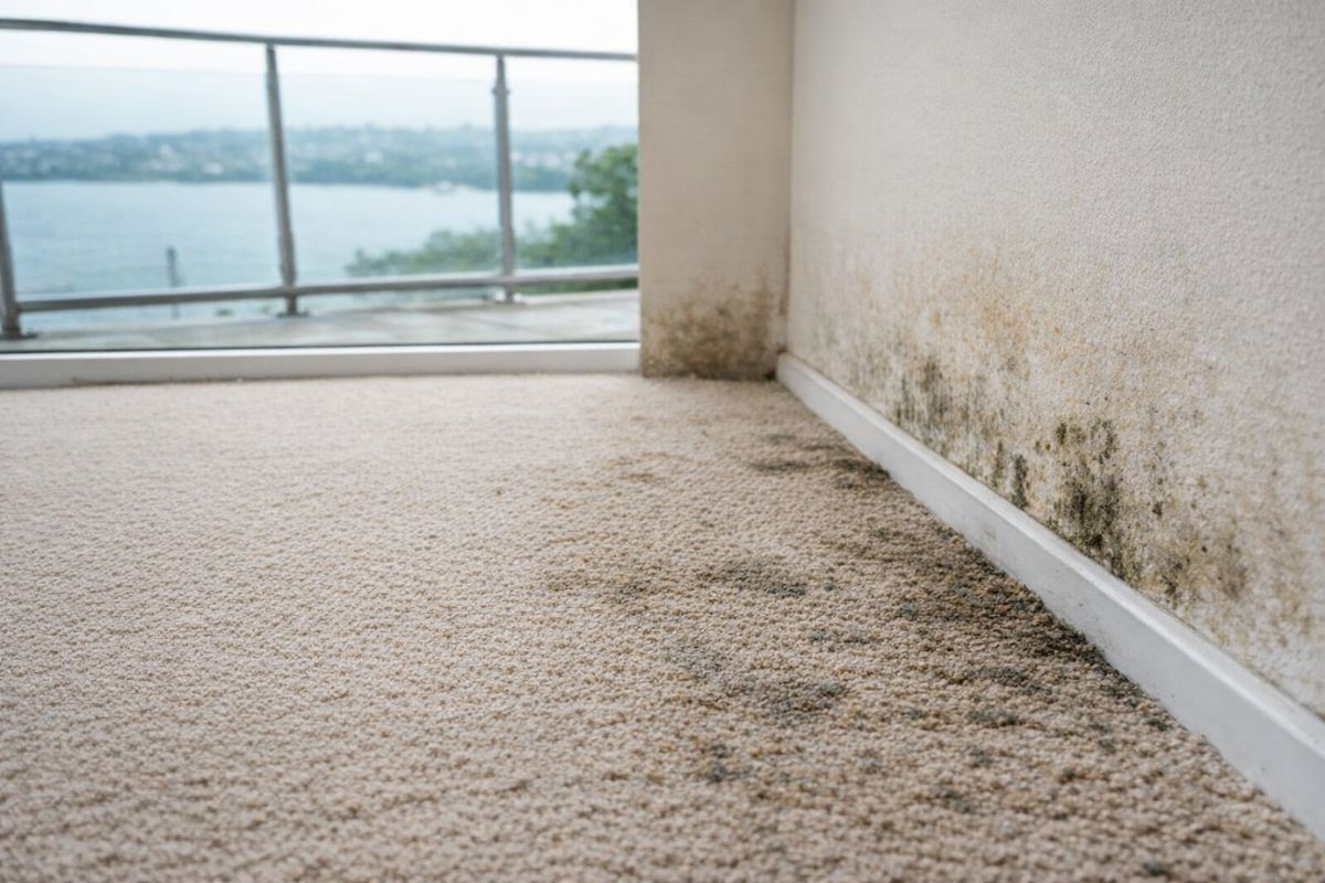 Carpet affected by humidity and moisture buildup in Sydney home