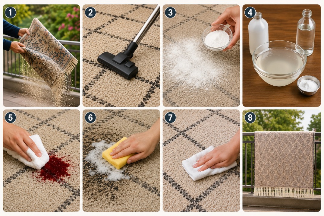 DIY rug cleaning without machine using household items