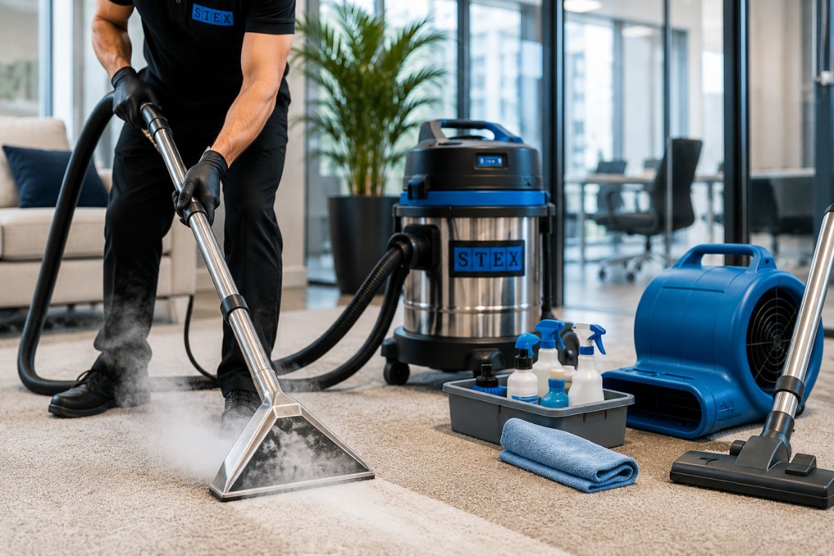 professional cleaning technician using advanced carpet cleaning equipment in Sydney
